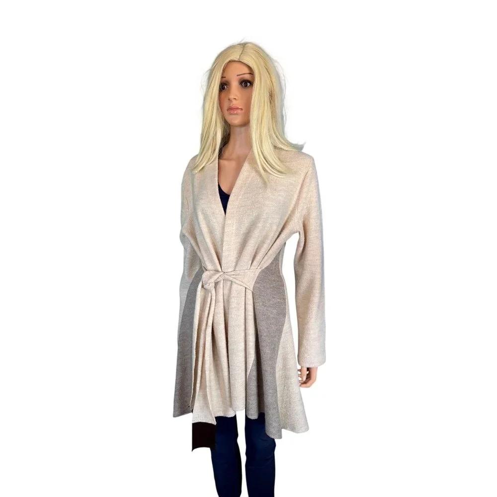 Anthropologie Rosie Neira Denissa Tie Waist Wool Sweater Women's XL Beige - Picture 4 of 17